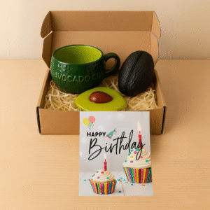 Avocado Mug Gift Set – Ceramic Coffee Cup with Lid & Mini Pouch
